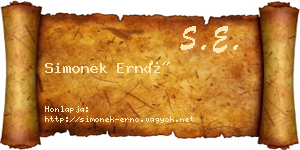 Simonek Ernő névjegykártya