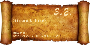 Simonek Ernő névjegykártya